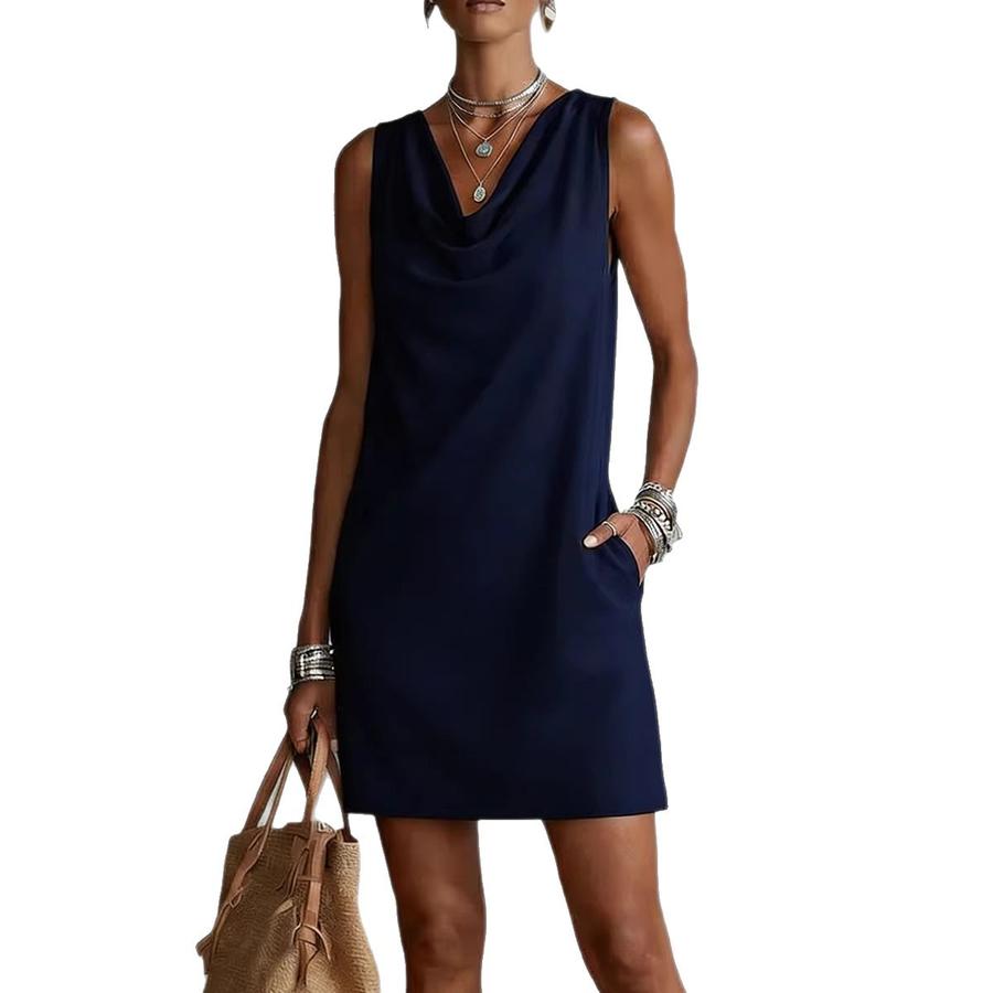 Summer Fashion Women's New Solid Color Ruffled Collar Sleeveless Elegant Sexy Dress