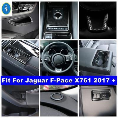Gear Panel / Window Rises / Side Air Vent Cover Trim For Jaguar F-Pace X761 2017 - Carbon Fiber Look Interior Accessories