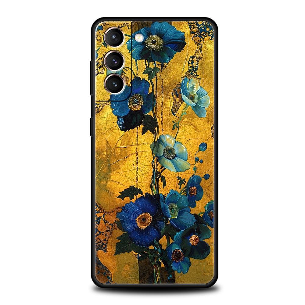 Phone Case For Samsung Galaxy S25 Edge S24 S23 S22 S21 Ultra S20 FE 5G S10 S10E S9 Plus Soft TPU Cover Oil Painting Flower