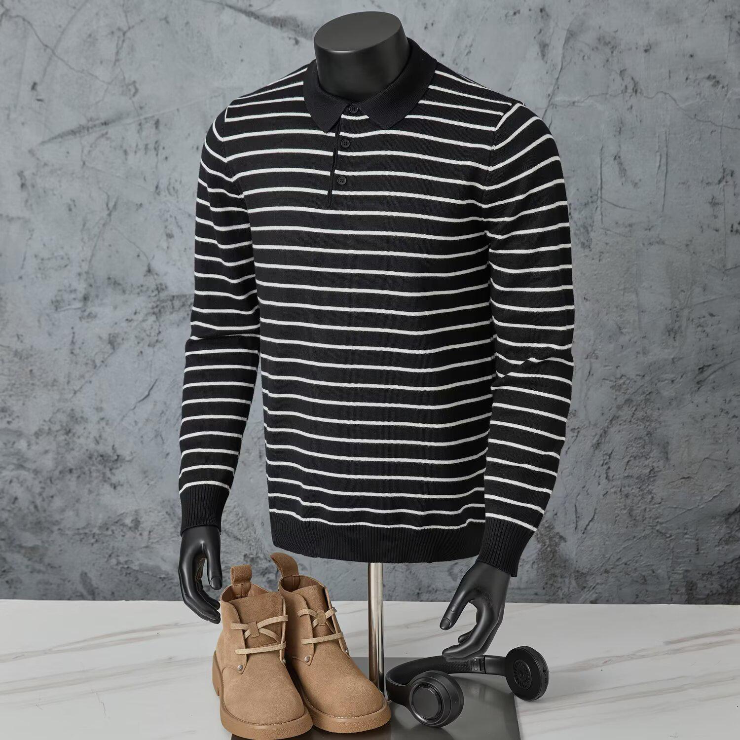 Versatile 2025 Japanese Art-Inspired Long Sleeve Polo - Simple, Trendy Harajuku Fashion XL