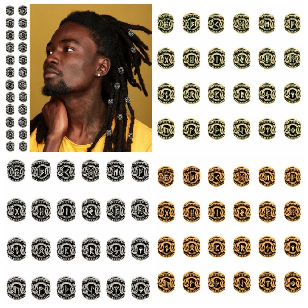 24pcs/set DIY Viking Runes Beads Charms Dreadlock Beads Hair Braid Beard  Fit Beards or Hair