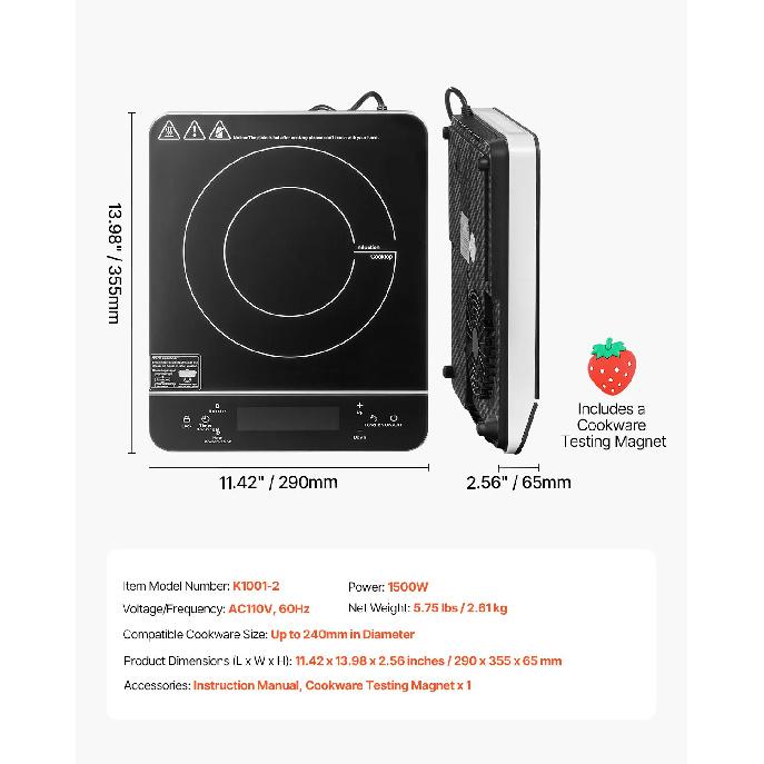 SucceBuy Portable Induction Cooktop Electric Induction Burner with 9 Temperature Settings, Countertop Induction Hot Plate 1500W