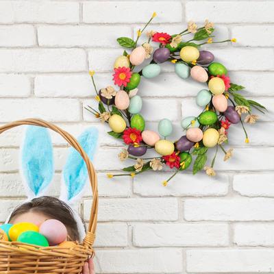 Easter Egg Wreath Decoration Front Door Outside Hanging Artificial Birthday Garland Flower