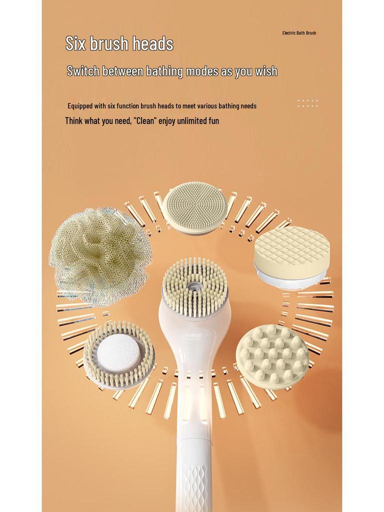 Electric Bath Brush Exfoliator: Long Handle Back Scrubber for Lazy Persons