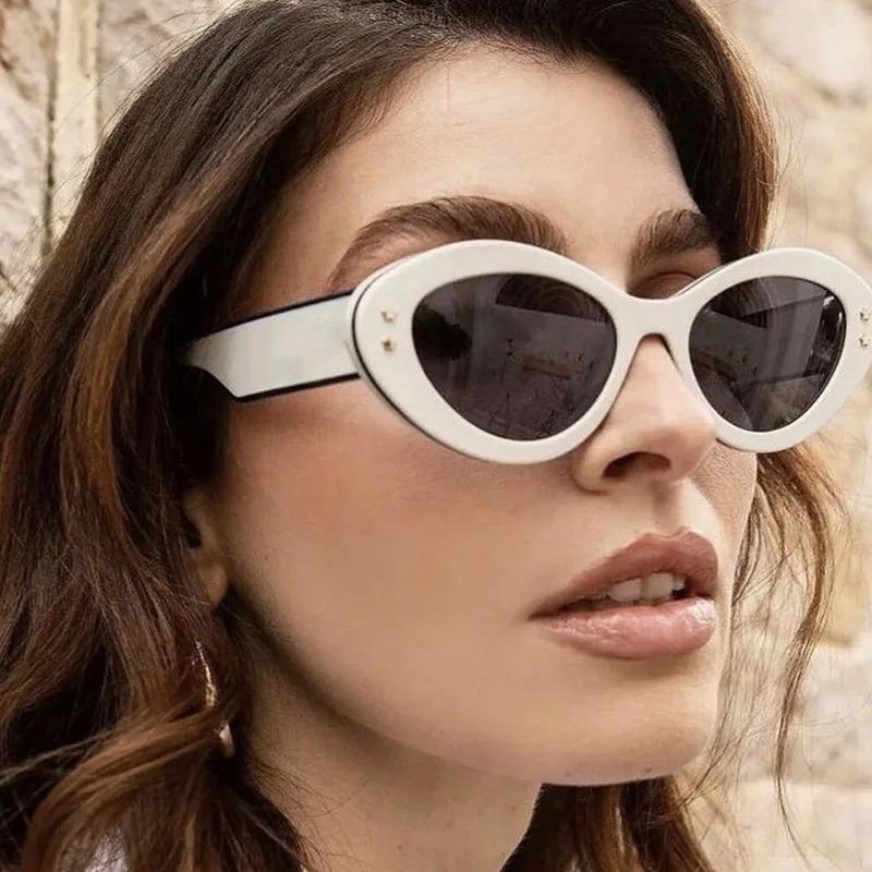 Non-polarized Cat Eye Oval Sunglasses Women Retro Star Brand Design Shades Eyewear Fashion Cat Eye Sun Glasses Unisex