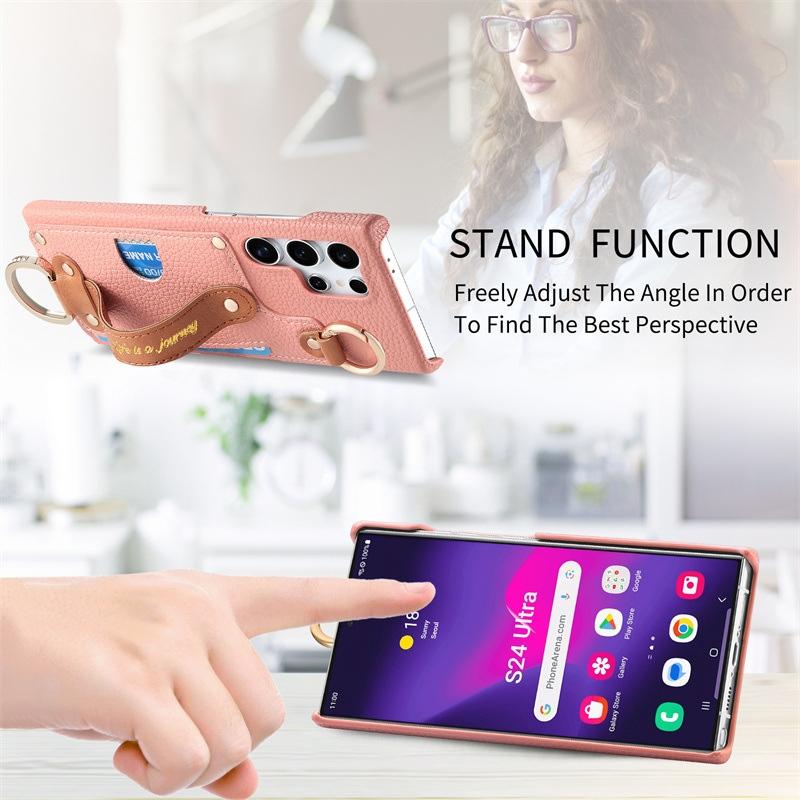 Luxury Wrist Strap Wallet Leather Case for Samsung Galaxy S25 S24 S23 S22 S21 S20 Ultra Plus S23 FE S25 + Card Holder Back Cover