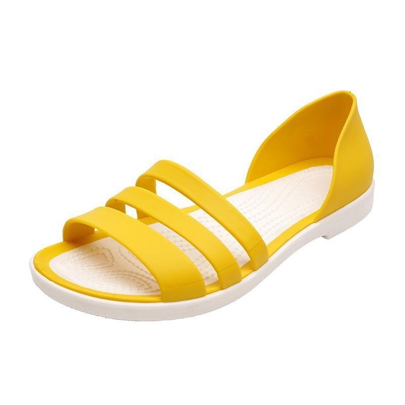 Frauen Sommer Flache Sandalen Open-Toed Slides Hausschuhe Candy Farbe Outdoot Casual Strand Schuhe