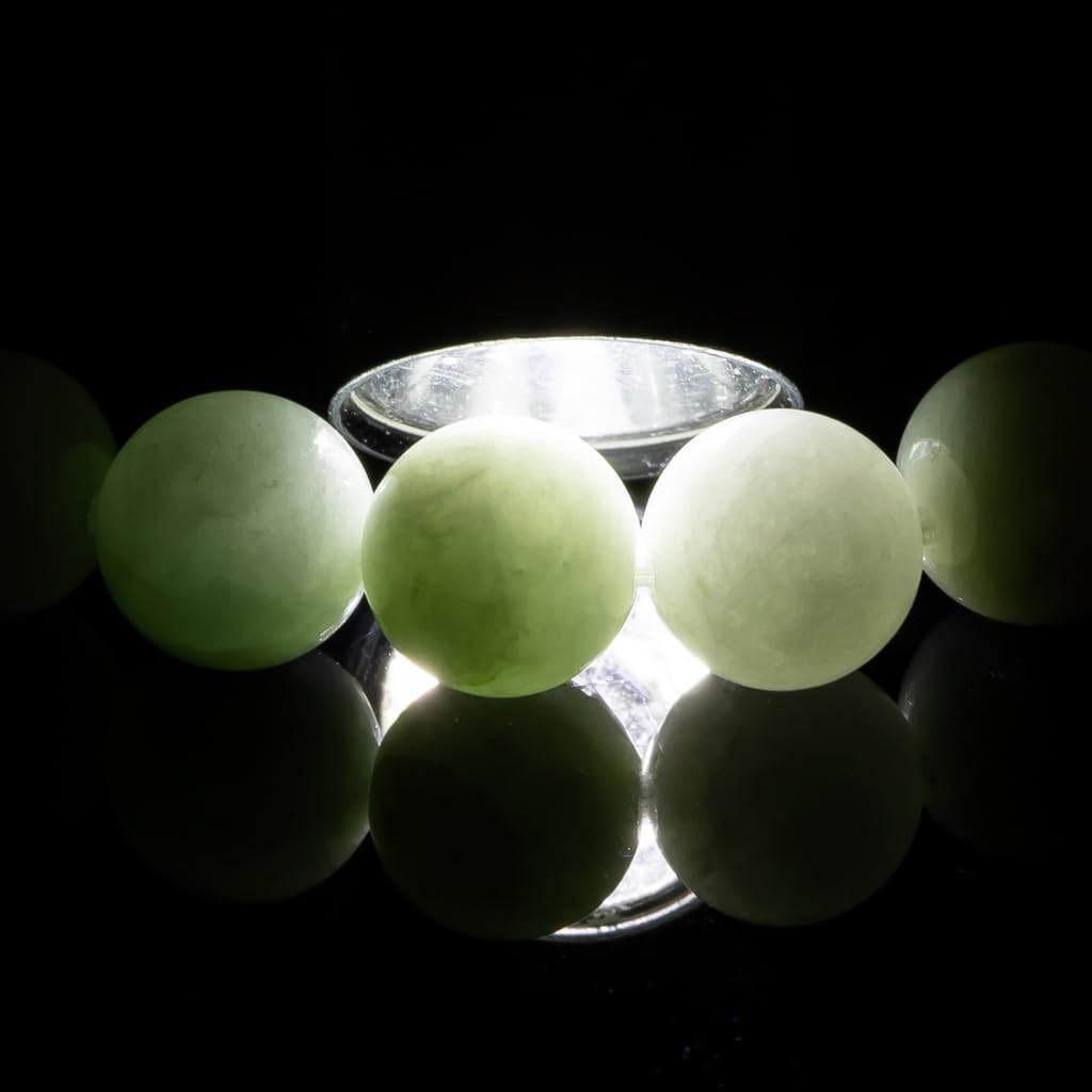 15cm Itoigawa Naturalny Jadeit Blady Japoński Narodowy Jomon Kamień Mocy Warsztat Jadeitu Specjalny Drewno Paulowni Gwarancja Jakości ABR0898 (koraliki 8mm,