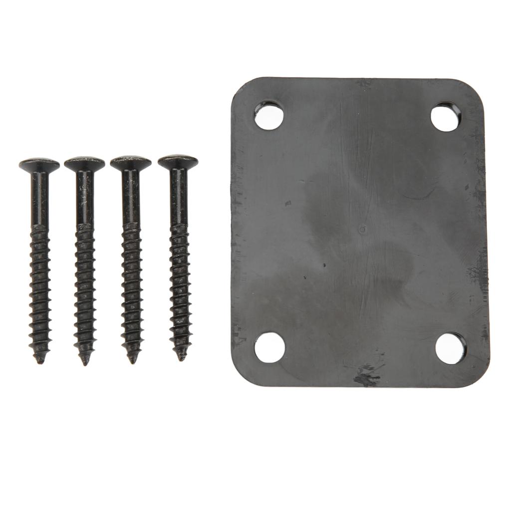 Electric Guitar Neck Plate Square Metal Back Mounting 4 Holes with Screws Bass Parts