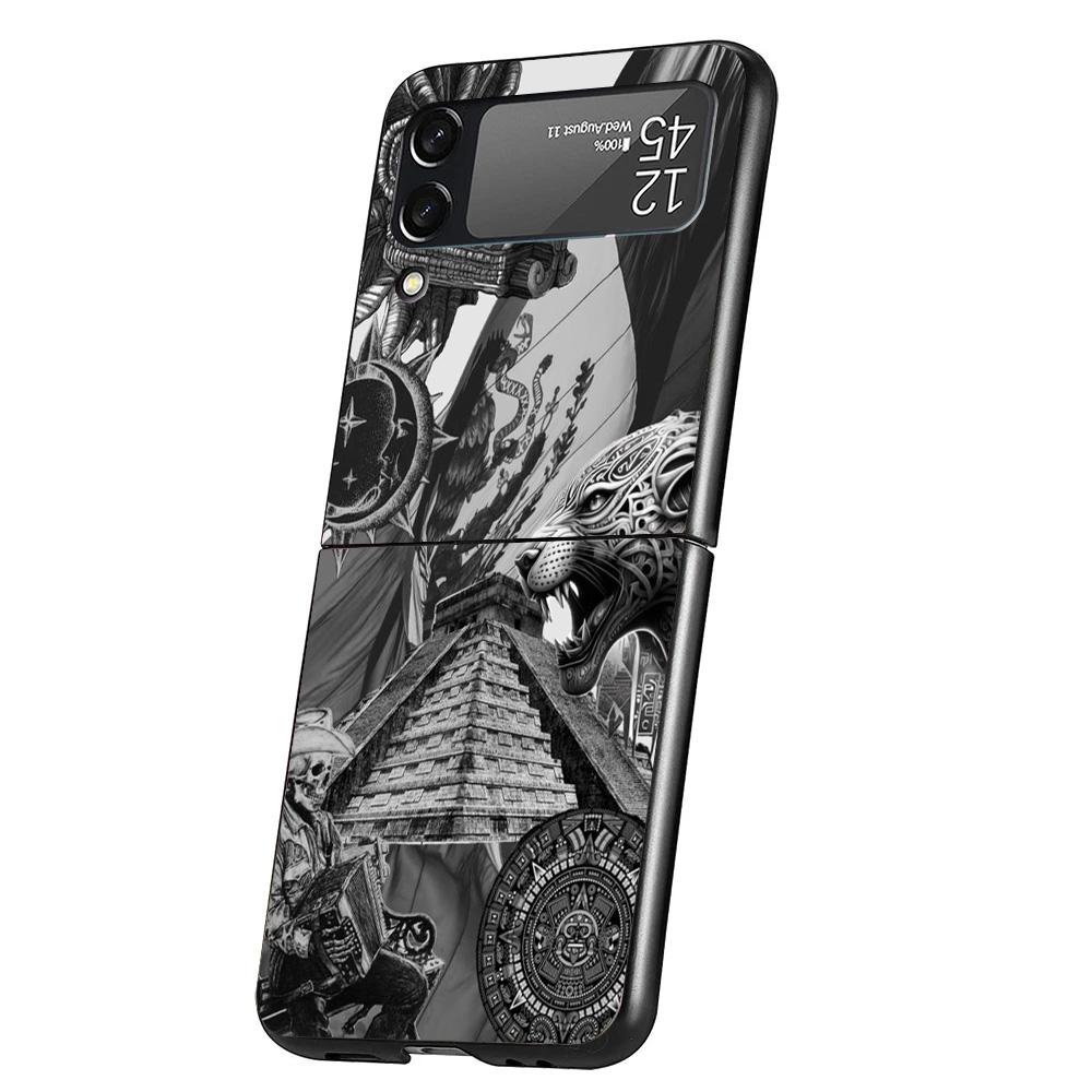 Mayan Stone Totem Pole Phone Case For Samsung Galaxy Z Flip 7 6 5 4 3 5G Cover ZFlip7 ZFlip6 ZFlip4 ZFlip5 ZFlip3 Coque Fundas G