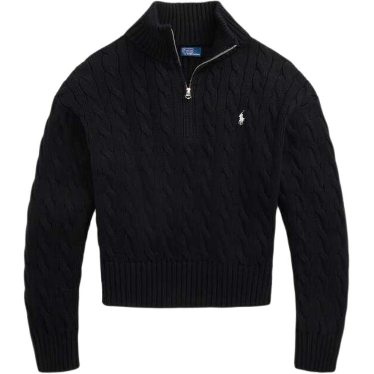 

Polo Ralph Lauren FW25 Хлопковый пуловер с длинным рукавом и кабельным узором Женский свитер Черный WMPOSWENC021264-001 L