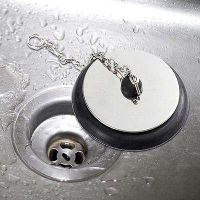 Drain Plug Chain Design Basin Sink Strainer Convenient Effective Sealed Drain Stopper Bathroom