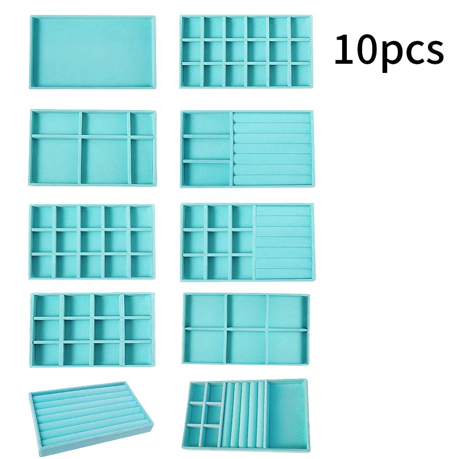 1 zestaw, (w tym 8 szt.) flokowane pudełko na biżuterię tacka na biżuterię