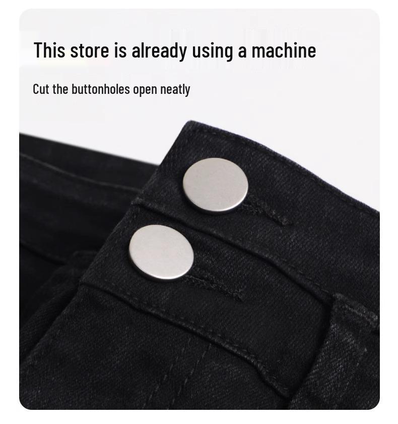 Women's High-Waisted Black Micro-Flare Jeans, Slimming and Slim-Fitting, Horseshoe Split, 2025 Early Spring Collection