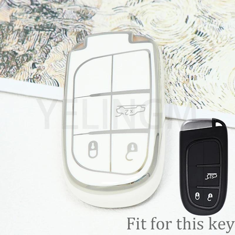 3 5 Buttons Soft Tpu Car Key Case Cover For Jeep Grand Cherokee Dodge Jcuv Dart Journey Chrysler 300C Fiat Remote Fob Keychain