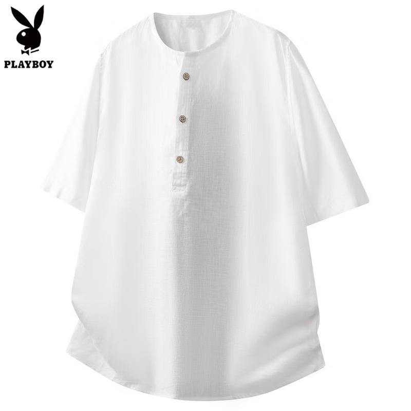 Playboy Men s Linen Round Neck T-Shirt M