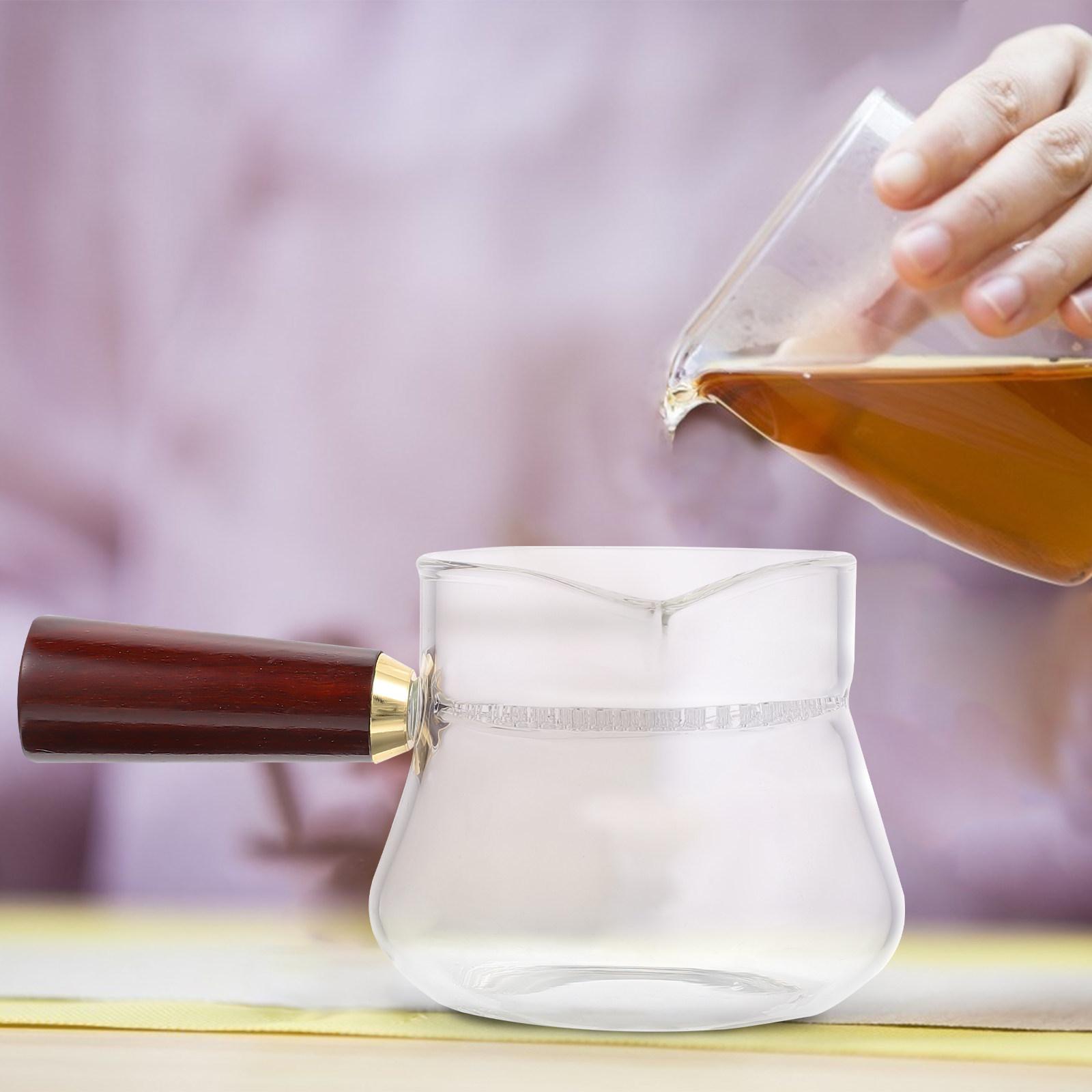 

1Pcs High Grade Borosilicate Glass Tea Dispenser Cup Wooden Handle Public Tea Cup Easy Pour Design Reusable Teaset Accessory other