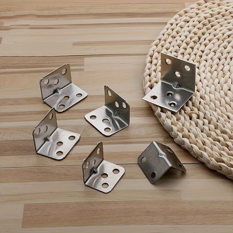 10pcs Stainless Steel Right Angle Brackets, 90 Degree L-Shaped Support, Metal Joint Corner Braces for Furniture Shelves Construction with Screws