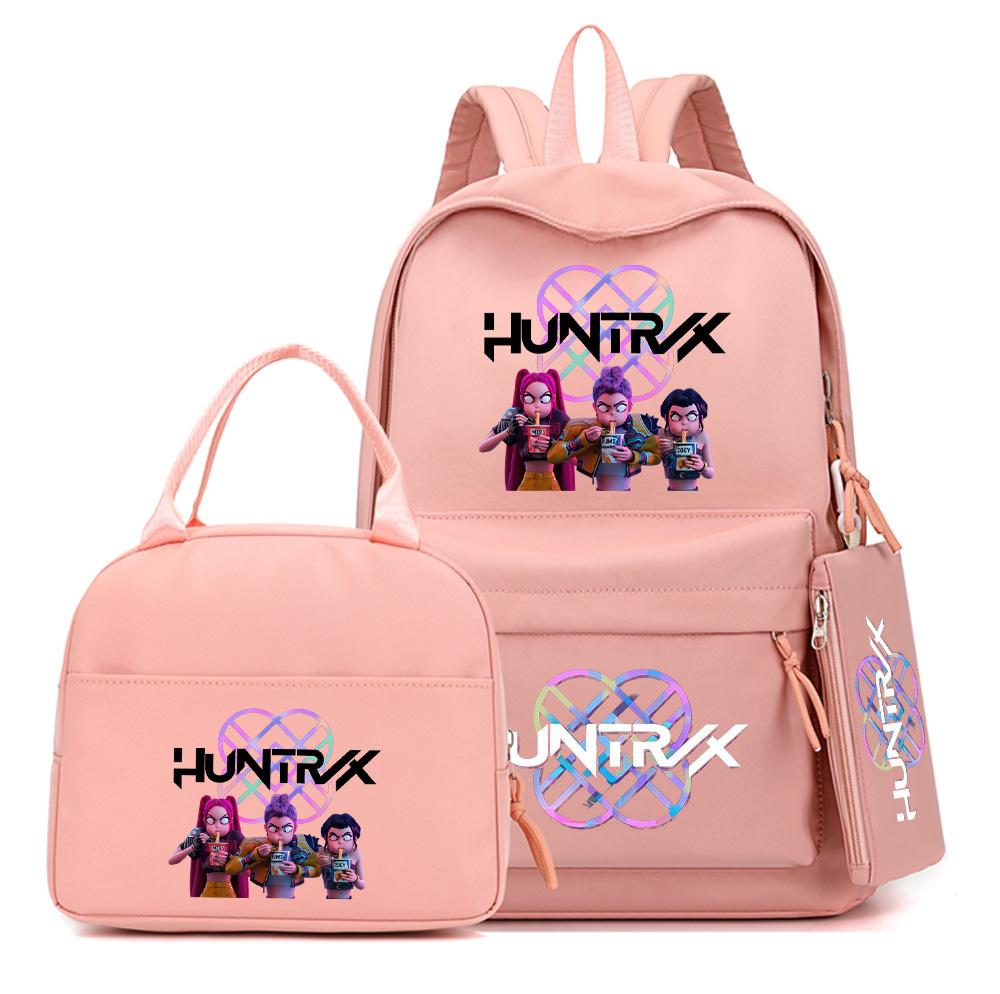4Pcs/set Anime K-Pop Printed Backpack with Pencil Case Handbag for Teenager Student Boy Girl Bookbag Schoolbag Large Capacity Travel Bag Rucksak
