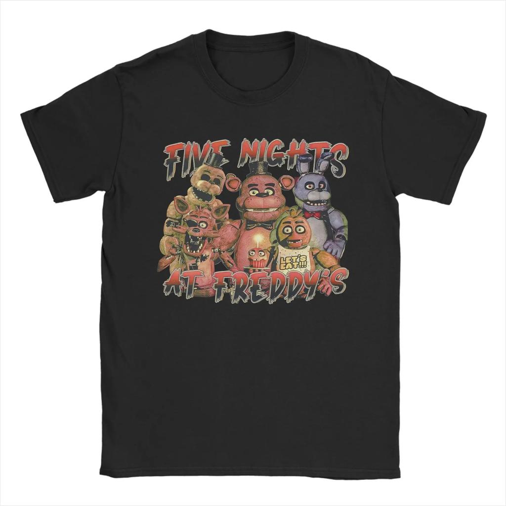 New Horror Game FNAF At Freddys Peripherals Print TShirt Men Women Cotton Crewneck Summer New Tee Oversize Harajuku Fashion Top