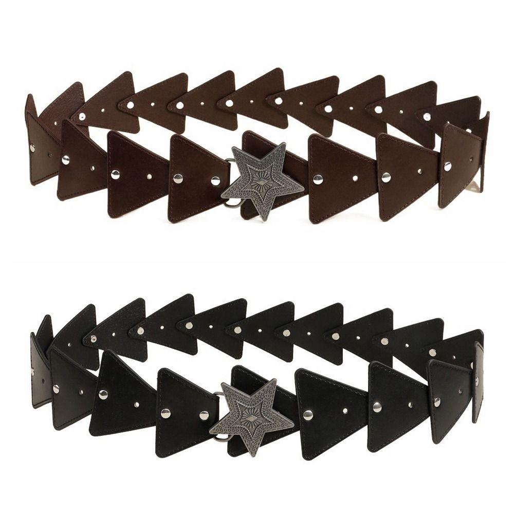 Subculture Y2K Star Belt Leather PU Rivet Belt Punk Cowboy Waistband  Girl
