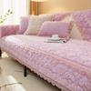 Soft Rose Plush Sofa Cover With Lace Winter Thickening Warm Plush Cushions Non-Slip Living Room Leather Sofa Backrest Armrests