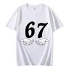 Amerikanischer Stil Six Seven 67 Cartoon Reine Baumwolle Bedruckt Sommer Neuer Modetrend T-Shirt für Unisex und Damen Locker Freizeit T-Shirt
