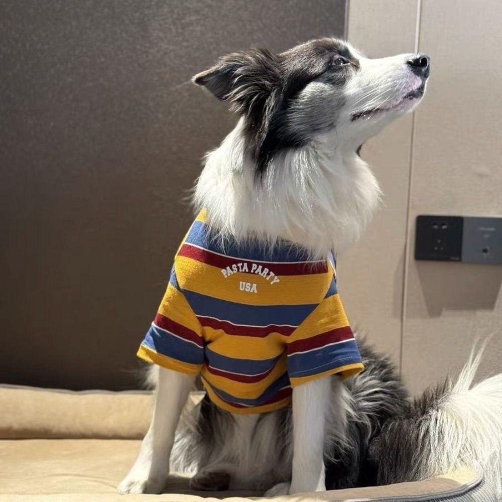 Pet Supplies Large Size Dog Stripes Vest Comfortable Soft Pet Summer T-Shirt Cool Breathable Dog Short Sleeve Beach Travel