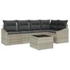 6 Piece Sofa Set with Cushions Light Grey Poly Rattan