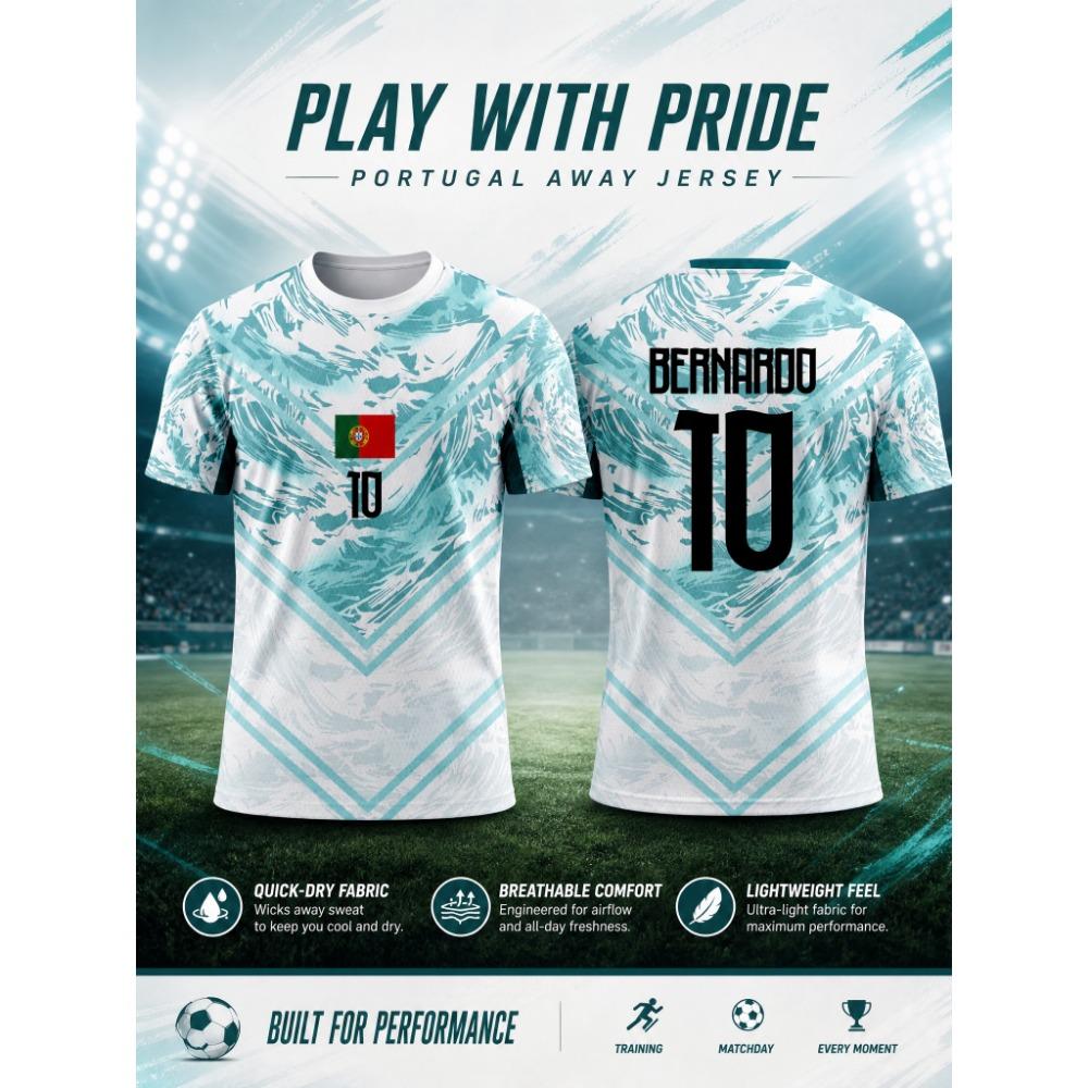 Portugal Away 2026 Skin Friendly Four Sided Elastic Sportswear, Moisture Wicking Fan Jersey