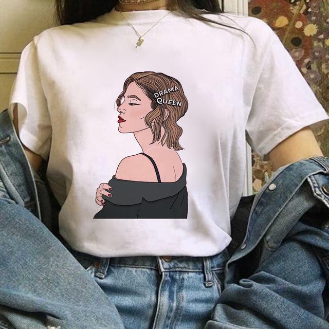 Zogankin Harajuku T Shirt Women Fun Spoof Tops Tee Japnese Anmie Character Print T Shirt 90S