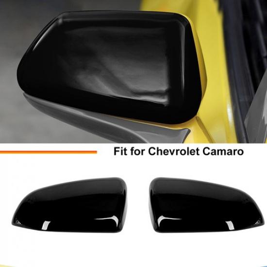 2Pcs Gloss Black Side Rear View Mirror Cover Trim For 2017-2024 Chevy Camaro