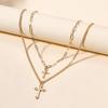 Alloy o-chain exaggerated niche light luxury jewelry cross multi-layer pendant necklace female collarbone chain