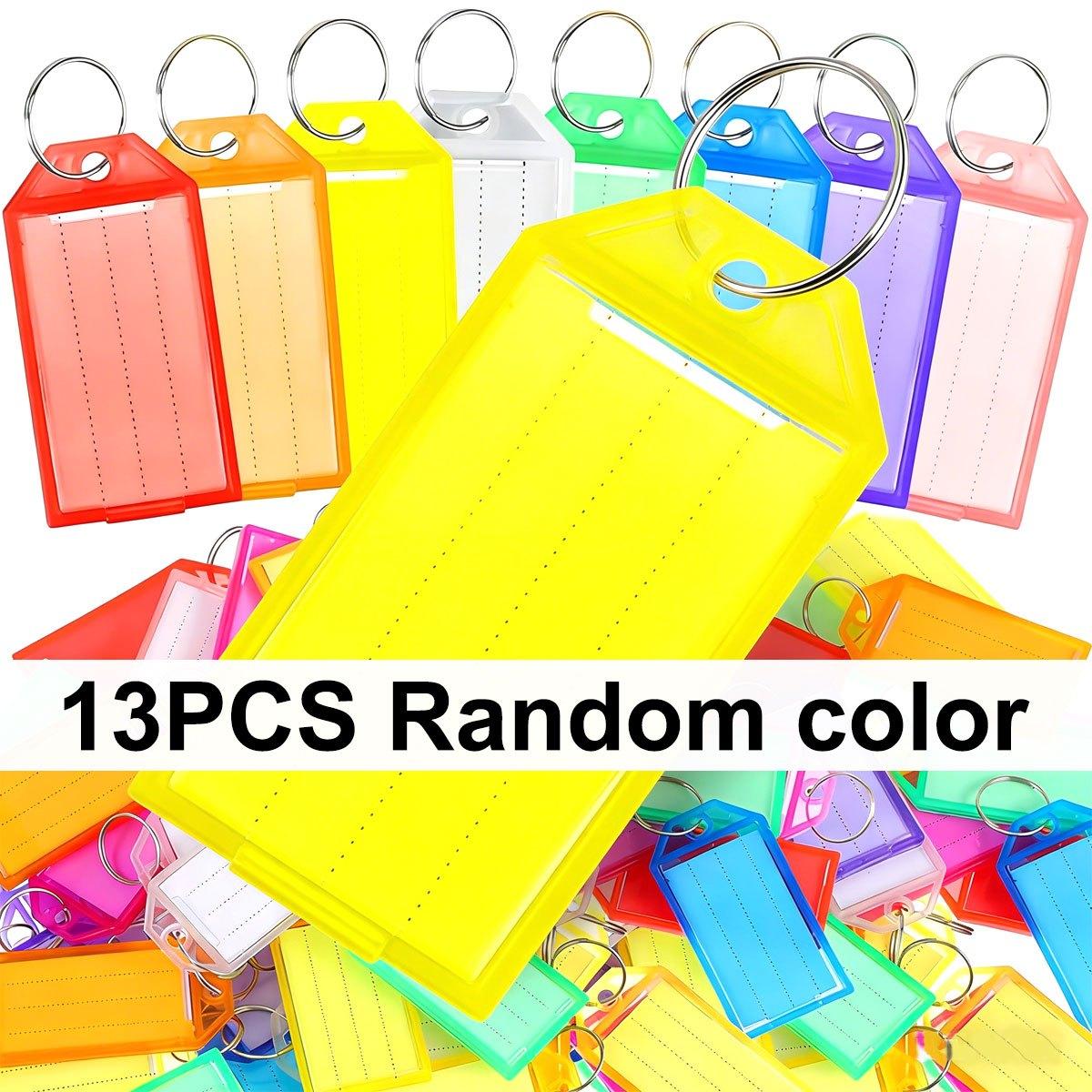 

13Pcs Colorful Transparent Plastic Flap Key Labels, Reusable Double-Sided DIY Marking Tags for Keychains, Airport Hotel ZSY