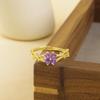 Hot-selling ring, simple purple zircon four-petal flower ring, women's fashion versatile model, new opening adjustable ring