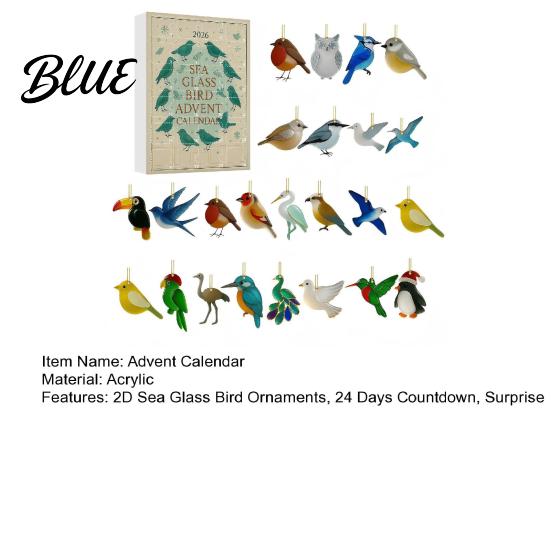 Educational Bird Collection for Science Enthusiasts Sea Glass Advent Calendars 2026 24 Days Christmas Countdown Calendar with Festive Box Surprises