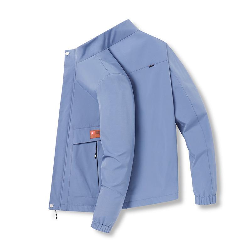 New Jacket Men's Spring and Autumn Thin Season Stand-up Collar Loose Leisure Sports Large Size Trend Solid Color Coat Men
