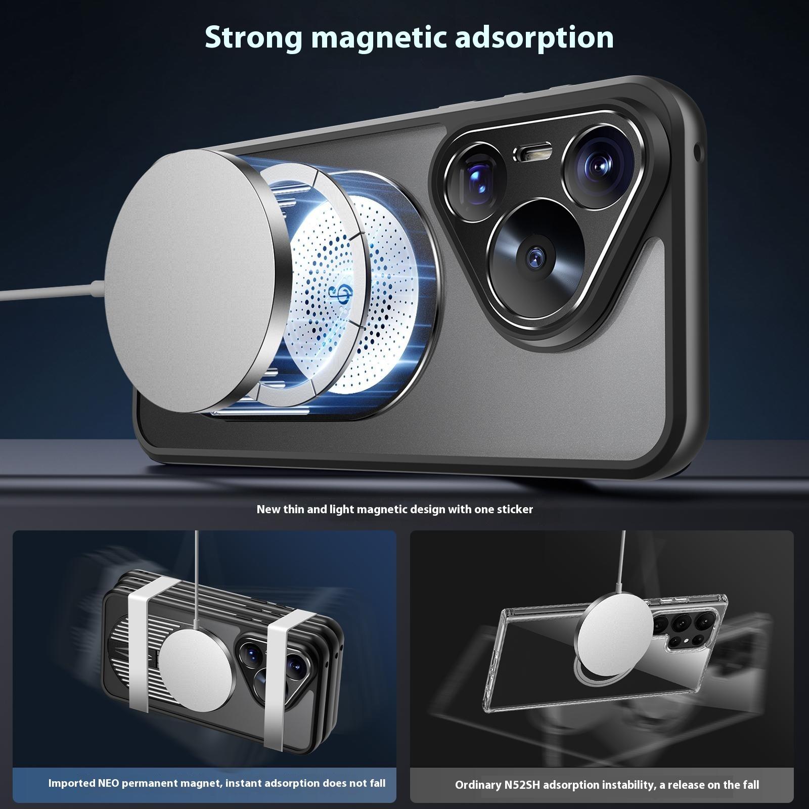 

For Huawei Pura 70 Pro+/Pura 70 Pro Case Compatible with MagSafe Heat Dissipation Aromatherapy Kickstand Silicone+PC Phone Cover Black