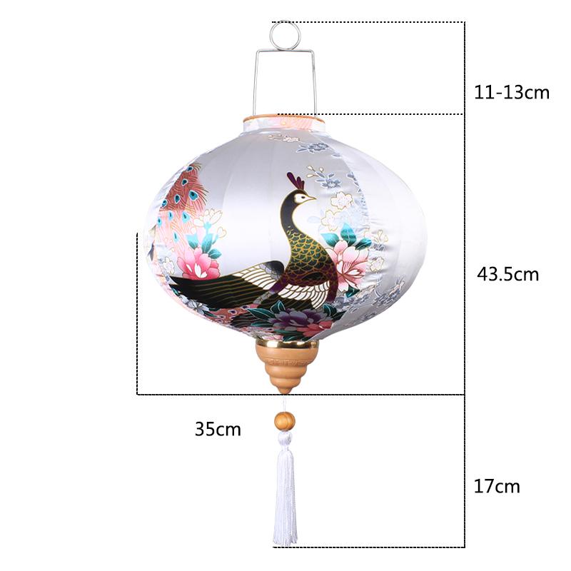 14 Inch Retro Chinese Silk Lanterns Japan Vietnam Mid-autumn Lantern For Outdoor Wedding Spring Festival Party Hanging Decor