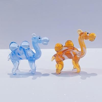 Sammlerstück Kunstglas Miniatur Glas Kamele Figur Tier Miniaturfiguren Tischornamente Handgefertigte Kamele Statue