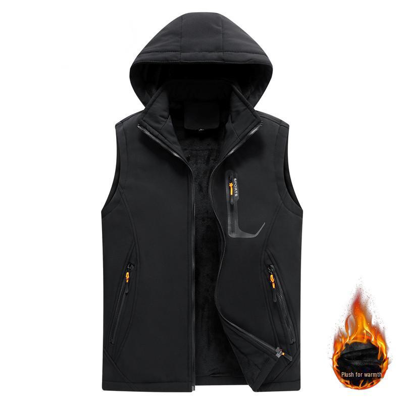 Men's Trendy Slim Hooded Vest: Outdoor Autumn/Winter Plus Velvet Thickened Waistcoat for Warmth
