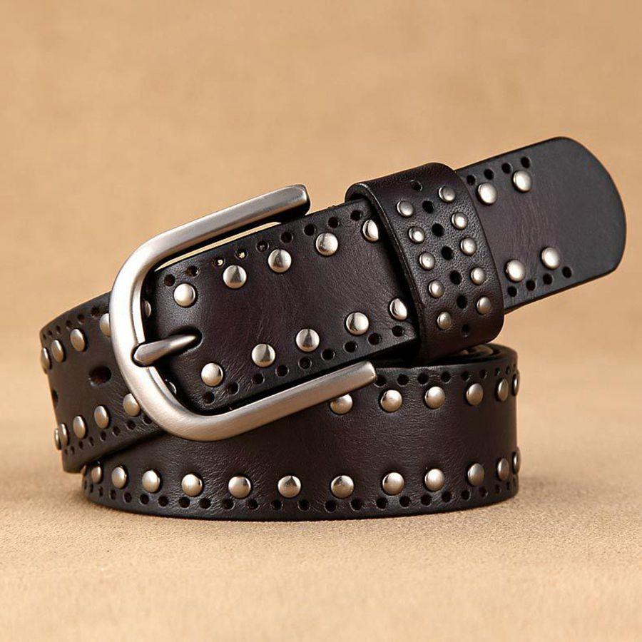 NEW Top Genuine Leather Female Waistband Fashion Women Rivet Belt Hollow Out Belt Width:33mm Length:100-110cm