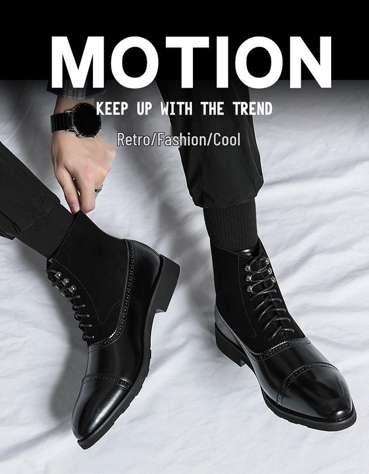 Men's Retro Lace-up High-top Leather Boots - Plus Size Spring/Autumn Fashion Casual Shoes