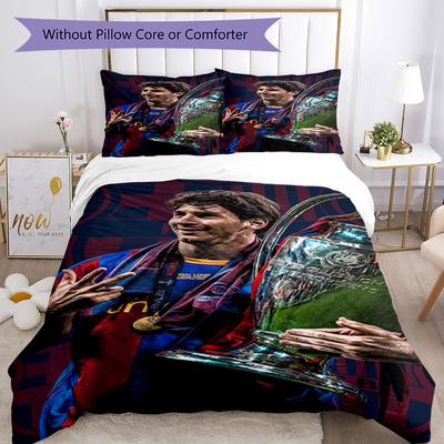 Messi Nevresim Takımı Nefes Alabilen Yorgan Kılıfı ve Yastık Kılıfları Yatak Odası Ev Dekorasyonu için Dekoratif Nevresim Doğum Günü Hediyesi