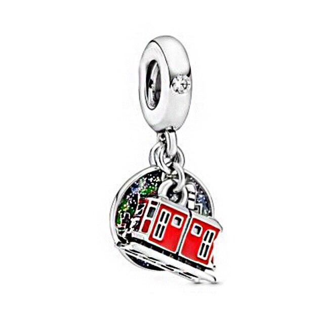 Caja de regalo de corazón rojo con cuentas de plata de ley 925 auténtica, abalorios de Papá Noel aptos para pulseras de moda originales, regalo de joyería Diy para mujer