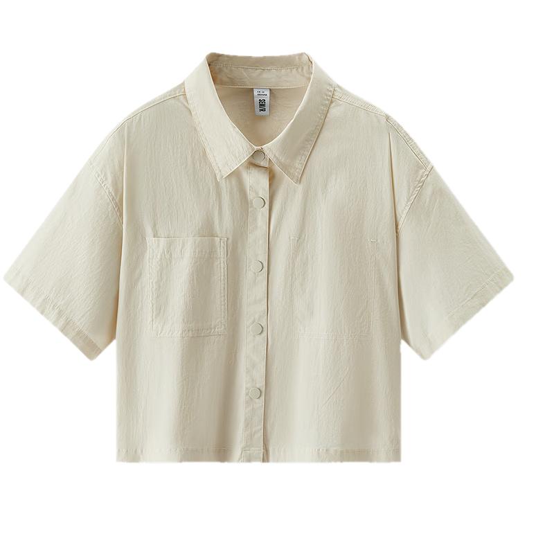 Semir Women s Solid Drop Shoulder Short-Sleeve Workwear Shirt XS