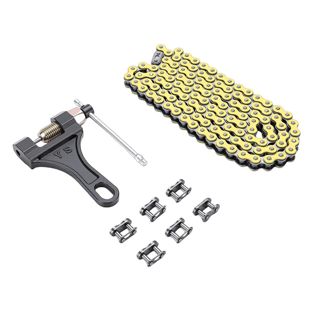 420 Motorcycle Chain 120 Links Steel 6 Master Links Roller Chain Replacement for CRF150 Grom 50ml 70ml 90ml 110ml 125ml