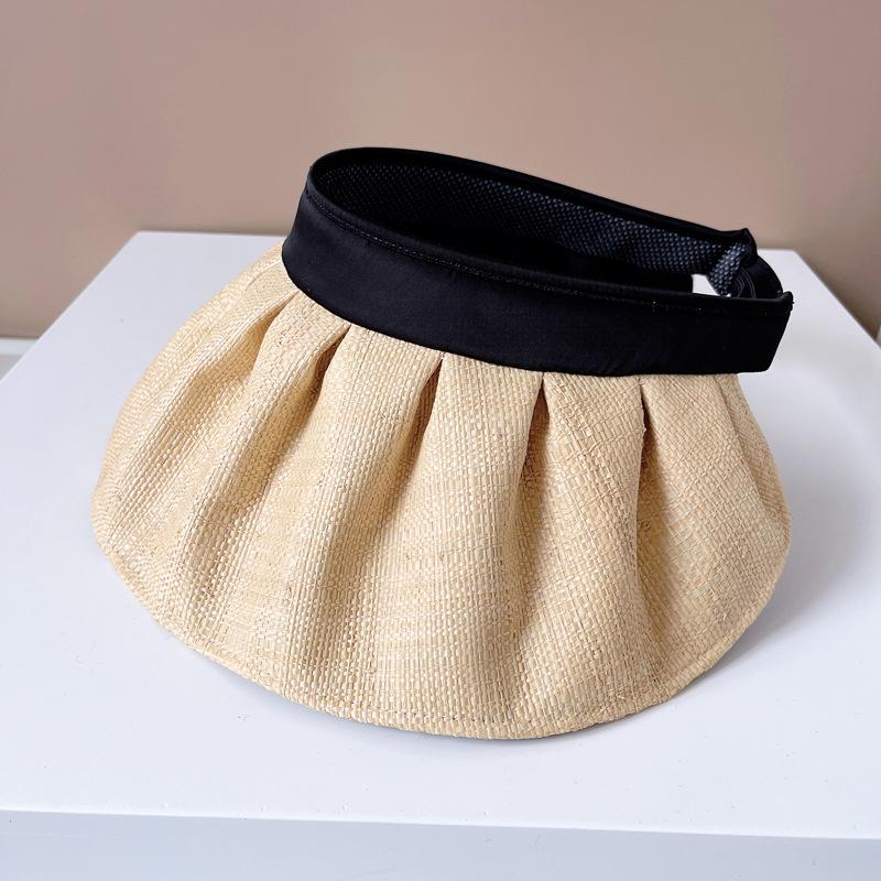 High-quality Lafite Shell Hat Women's Summer Sunscreen Empty Top Hat Imitation Sun UV Lined Straw Hat Outdoor Holiday Sun Visor