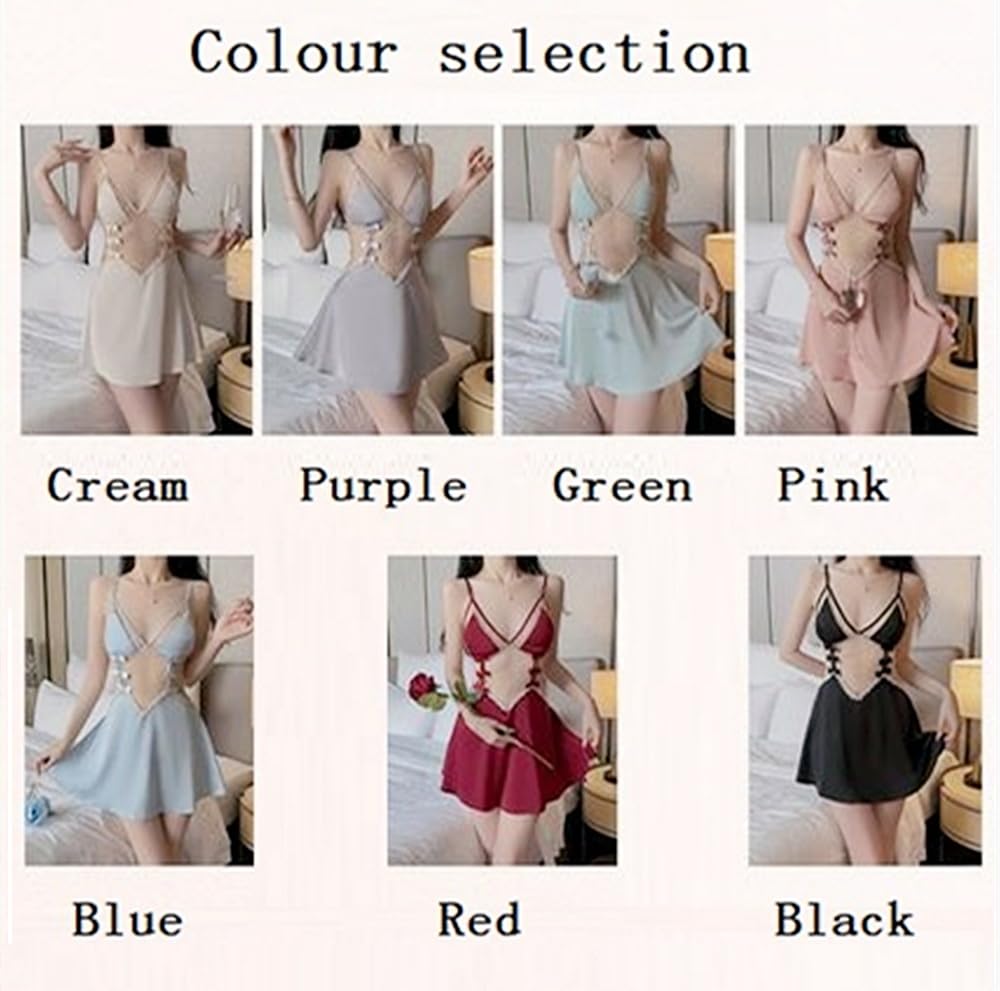 Bebe Babydoll Sexy Lingerie Lace Satin Chest Embroidered Lace Slip Ribbon Sexy Underwear Shorts Camisole 240516 [Loradouphi] Women's See-through