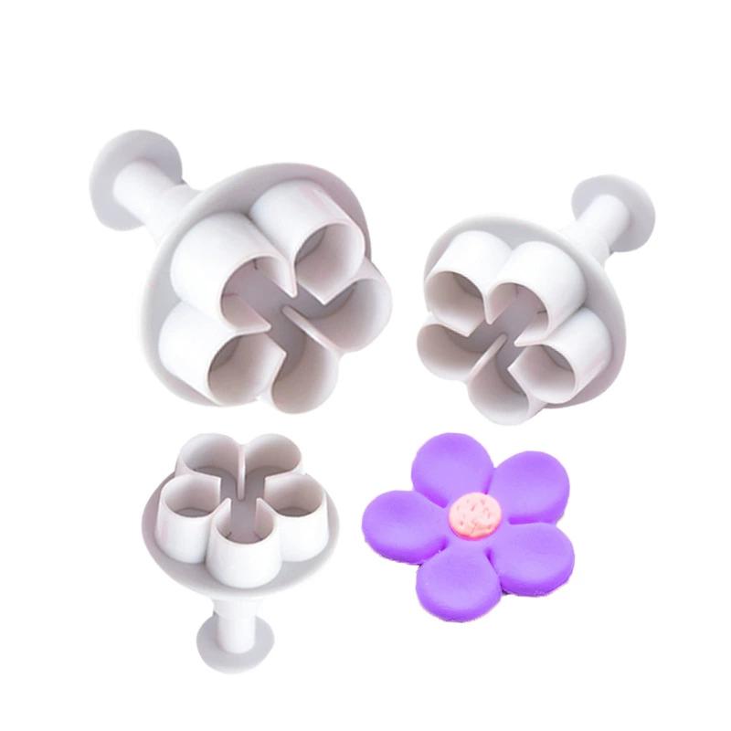 3Pcs Five Petal Flower Shaped Embossed Mold For Kitchen DIY Baking Cookies Candies Cakes Flower Creative Decoration Mold